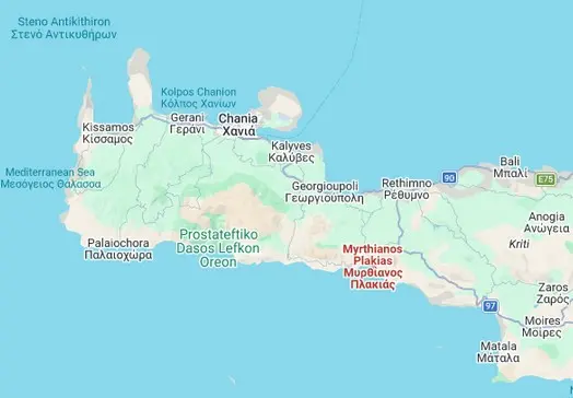 plakias on the map of crete